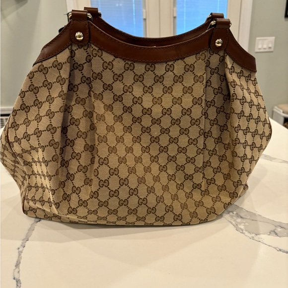 Gucci Monogram Sukey Tote- Large- Brown